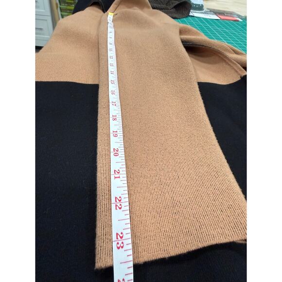 Tahari Colorblock Longline Minimalist Sweater Coat Open Front Duster L Preppy - Picture 8 of 9